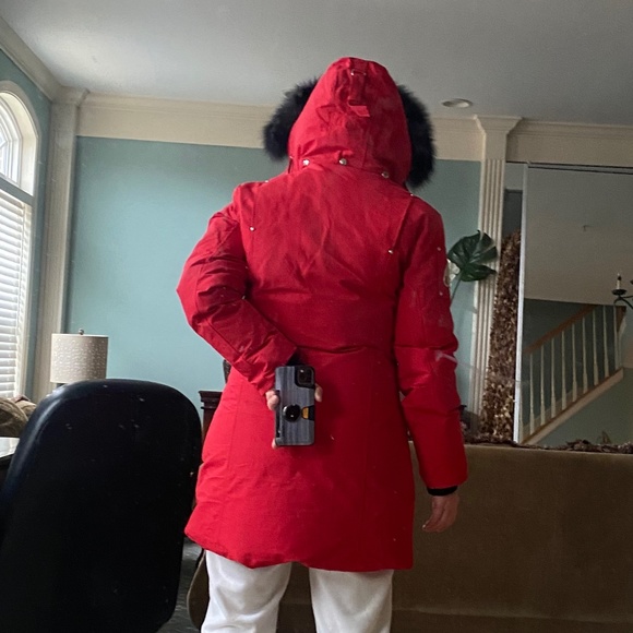 Moose Knuckles Stirling Parka red down coat with natural fur - Picture 11 of 11